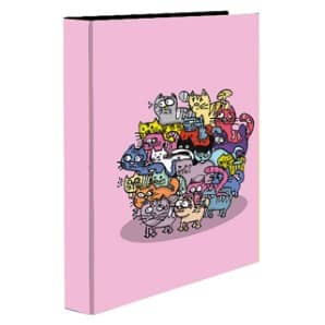 PAKLON TASARIM TALEBE KLASÖR(4 HALKA)-PEMBE KEDİCİKLER
